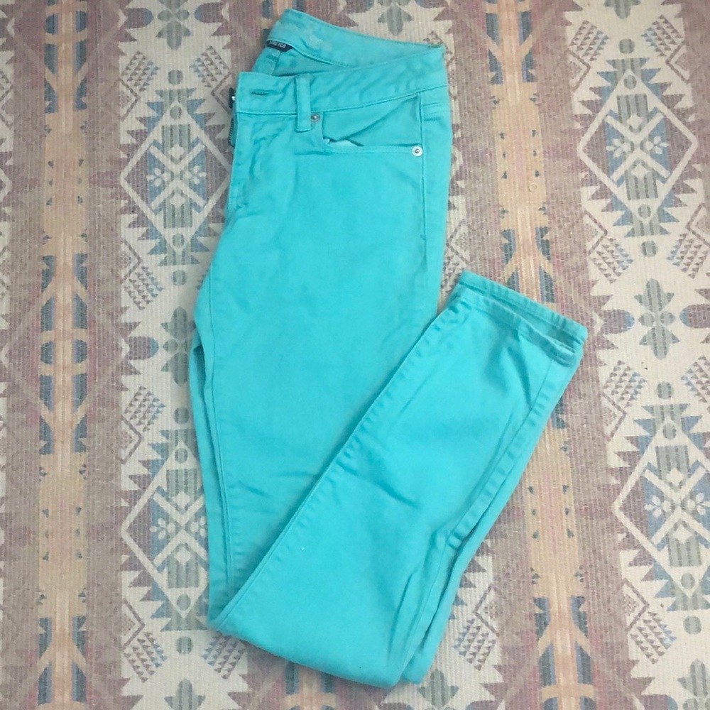 teal american eagle jeans